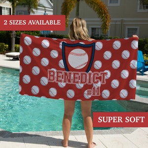 Personalized Baseball Beach Towel, Baseball Gifts For Kids, Baseball Pool Towel, Baseball Team Gifts, Baseball Beach Towel For Kids image 1