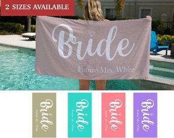 Personalized Bride Beach Towel, Future Mrs Beach Towel, Bride Gifts For Women, Bridal Shower Gift, Honeymoon Beach Gift, Future Mrs Towel