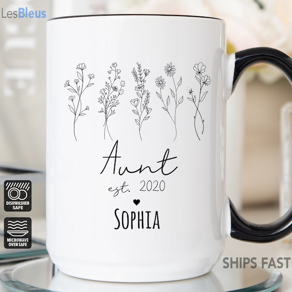 New Aunt Mug, Aunt Est Mug, Mug for New Aunt, Gift for New Aunt, Aunt To Be Gift, Personalize Aunt Mug, Aunt Pregnancy Announcement Gift Mug