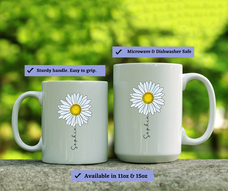 Daisy Mug Daisy Gifts Daisy Flower Cup Daisy Flower Coffee Etsy