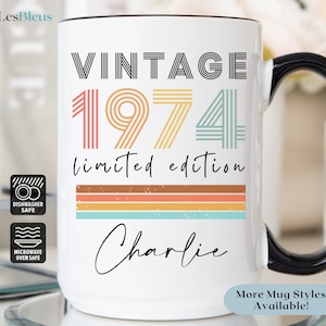 Vintage 1974 50th Birthday Mug, Vintage 1974 50th Birthday Gift, 50th Birthday Coffee, 50th Birthday Gift, 50th 1974 Birthday Coffee Cup