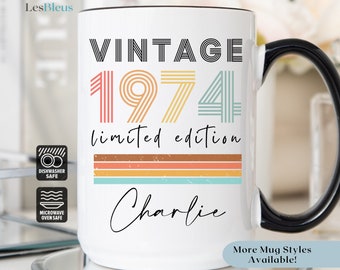 Vintage 1974 50th Birthday Mug, Vintage 1974 50th Birthday Gift, 50th Birthday Coffee, 50th Birthday Gift, 50th 1974 Birthday Coffee Cup