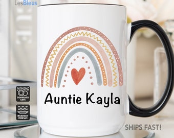 Auntie Rainbow Mug Personalized, Auntie Gifts, New Auntie Gift, Auntie Coffee Mug, New Auntie Mug, Auntie To Be Coffee Mug, Auntie Cup