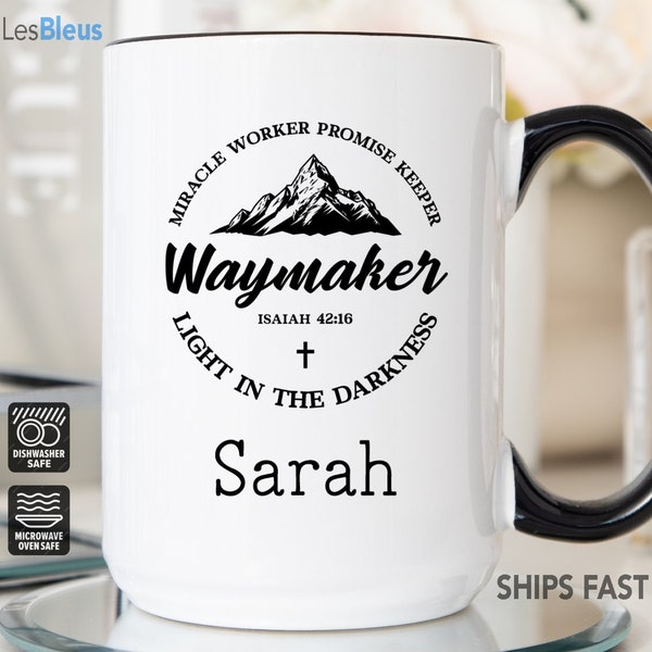 Waymaker Isaiah 42:16 Mug, Waymaker Coffee Mug, Miracle Worker Promise Keeper Mug, Bible Verse Mug, Christian Gifts For Women, Christian Mug