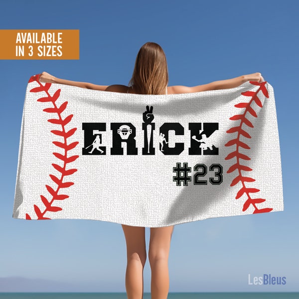 Personalized Baseball Beach Towel, Baseball Pool Towel, Baseball Gifts For Boys, Baseball Team Gifts, Baseball Player Gifts, Baseball Towel