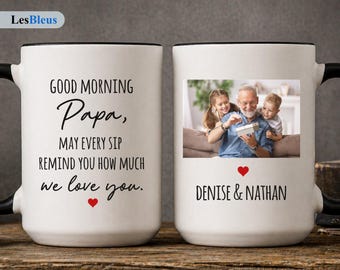 Personalized Fathers Day Gift For Papa, Custom Papa Coffee Mug With Photo, Fathers Day Gift For Papa From Grandkids (LB-DZMG7FD1B)