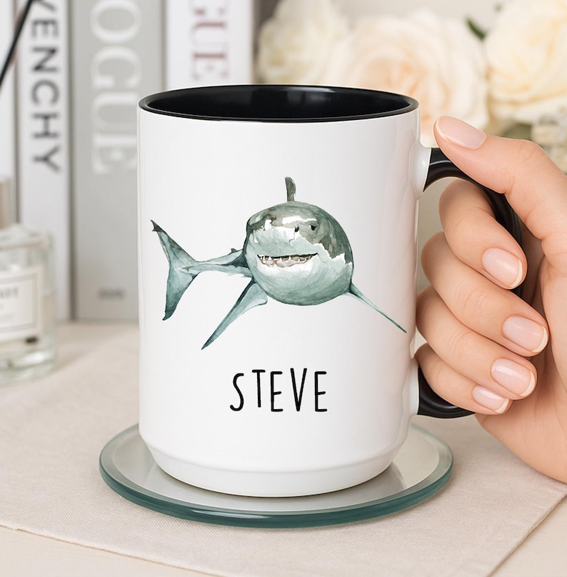 Personalized Shark Mug, Shark Gifts, Shark Coffee Mug, Shark Gifts for Women/Girls/Men, Shark Coffee Cup, Shark Lover Gifts, Shark Cup image 1