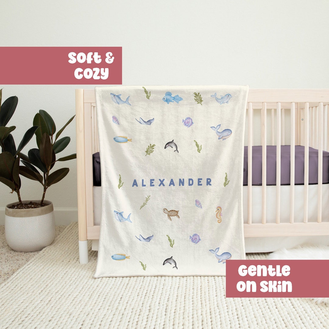 Personalized Sea Animals Baby Blanket, Under the Sea Baby Blanket