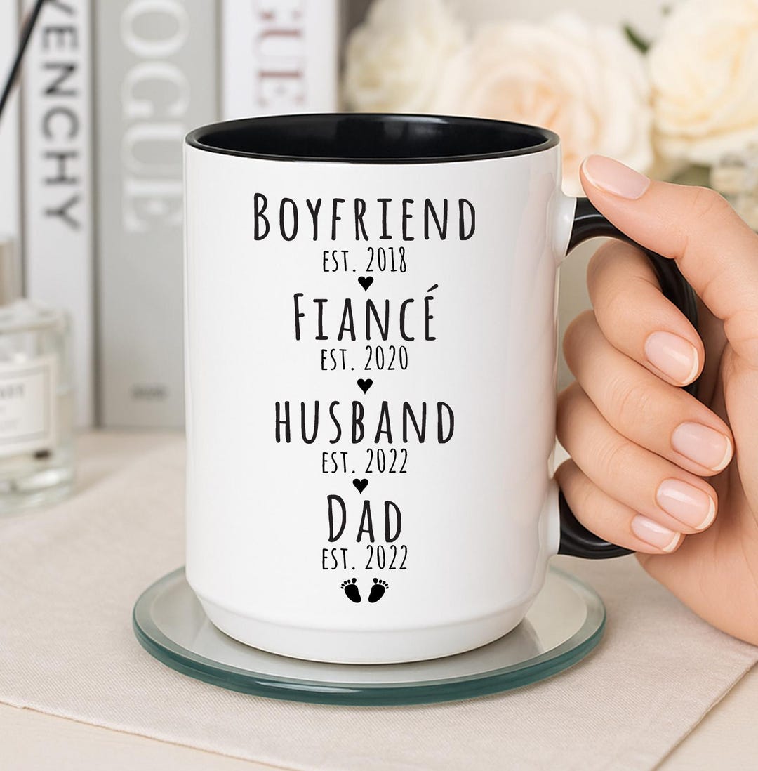 Buy First Time Dad Gift From Wife, Gifts for New Dad, Boyfriend Fiance  Husband Dad Mug Personalized, Pregnancy Reveal First Time Dad Gift Online  in