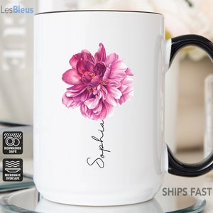 Peony Mug, Peony Gifts, Peony Coffee Mug, Peony Cup Personalized, Peony Coffee Cup, Peony Gifts For Women, Peony Flower Mug Cup