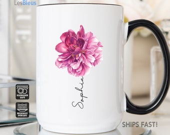 Peony Mug, Peony Gifts, Peony Coffee Mug, Peony Cup Personalized, Peony Coffee Cup, Peony Gifts For Women, Peony Flower Mug Cup