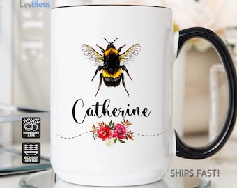 Personalized Name Bee Coffee Mug, Bee Mug Gift, Honey Bee Coffee Mug, Bumble Bee Mug, Bee Lover Gift, Bee Coffee Mug, Honey Bee Mug