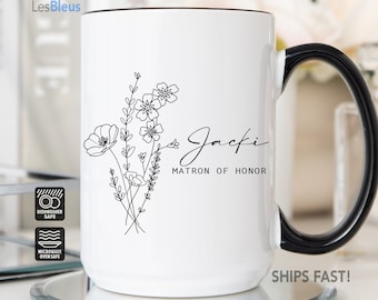 Taza de matrona de honor, regalo de matrona de honor, propuesta de matrona de honor, taza de café personalizada de matrona de honor, taza de café matrona de honor