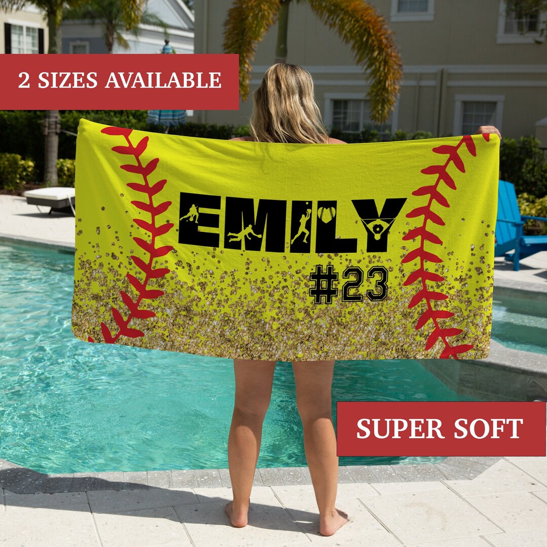 Personalized Softball Beach Towel Softball Gifts for Girls Etsy