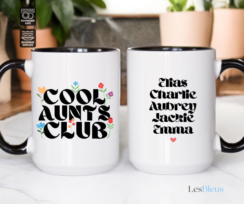 Cool Aunts Club Coffee Mug, Personalized Aunt Mug, Aunt Gift Mug, Aunt