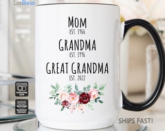 Great Grandma Mug, Great Grandma Gift, Great Grandma Est, Great Grandma Cup, Great Grandma Coffee Mug, Great Grandma Pregnancy Announcement