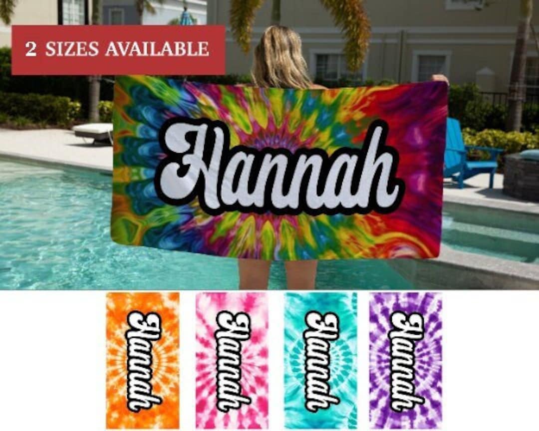 Personalized Tye Dye Beach Towel, Beach Gifts for Women, Tye Dye Pool