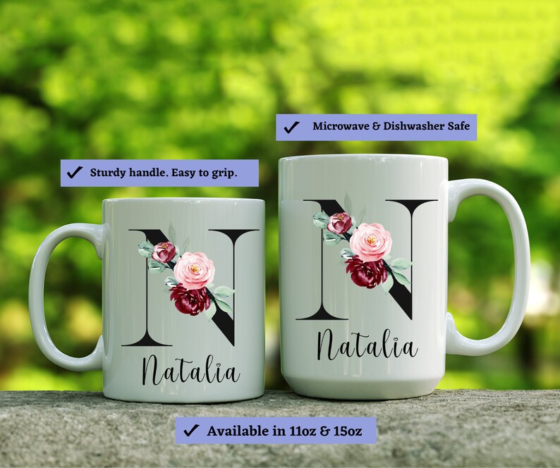 Personalized Name and Initial Mug Personalized Mug Initial Etsy