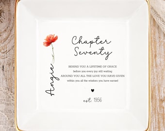 70th Birthday Gifts For Women, 70th Birthday Jewelry Ring Dish, Chapter Seventy Birthday Gifts For Her (LB-EH12DWC)