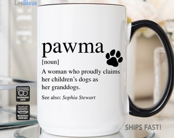 Taza de la abuela del perro, regalos de la abuela del perro, taza de la pata, regalos de la pata, taza de la abuela del perro, taza de café de la abuela del perro personalizada, taza de café de la abuela del perro