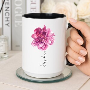 Personalized Peony Mug: Floral Coffee Cup, Sentimental Gift