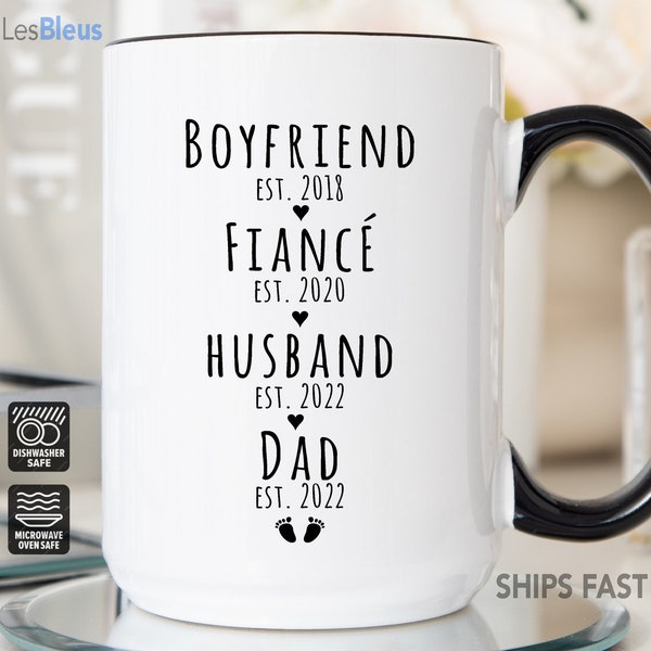 First Time Dad Gift From Wife, Gifts For New Dad, Boyfriend Fiance Husband Dad Mug Personalized, Pregnancy Reveal First Time Dad Gift