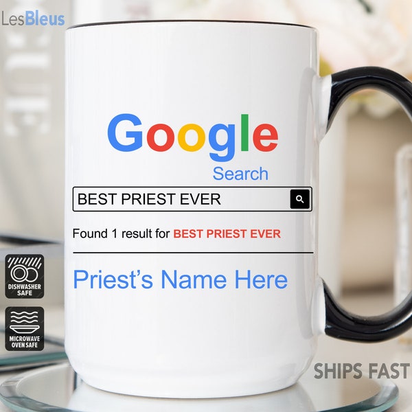 Personalized priest mug, priest gifts, customized name priest gifts, best priest ever coffee cup