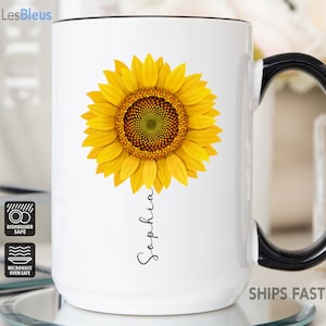 Sunflower Mug - 12 oz ceramic latte mug – The Traveling Teapot