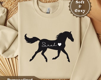 Horse Sweatshirt For Women, Girl Horse Sweatshirt Personalized, Horse Lover Sweater, Horse Gifts For Women, Horse Crewneck For Girls