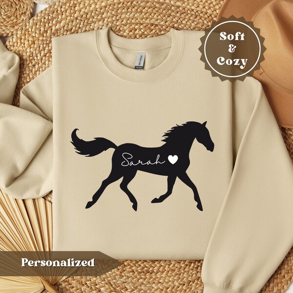 Horse Sweatshirt For Women, Girl Horse Sweatshirt Personalized, Horse Lover Sweater, Horse Gifts For Women, Horse Crewneck For Girls