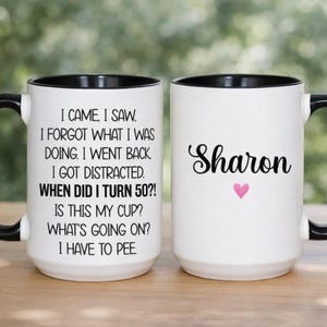 Taza personalizada de 50 cumpleaños, taza de café de 50 cumpleaños, regalo divertido de 50 cumpleaños para mamá, regalos de 50 cumpleaños para mujeres (libra - 384 dólares estadounidenses) imagen 1