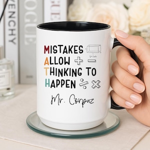 Mistakes Allow Thinking To Happen, Math Mug, Math Gift For Women, Math Teacher Gift, Math Teacher Mug, Geometry Math Teacher Cup, Math Cup
