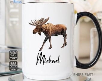 Moose Mug With Name, Moose Coffee Mug, Moose Gift Cup, Personalized Moose Mug, Moose Cup, Moose Lover Gift, Moose Coffee Cup, Elk Mug