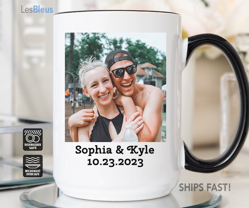 Personalized Photo Coffee Mug, Personalized Anniversary Photo Mug, Photo Mug Personalized, Mug With Photo/Text, Custom Photo Coffee Mug image 1