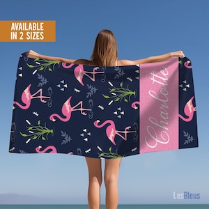 Personalized Flamingo Beach Towel, Flamingo  Gifts For Women, Flamingo Pool Towel, Flamingo Lover Gift, Flamingo Towel For Girls