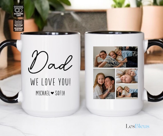Personalized Photo Collage Coffee Mug, Personalized Dad Mug, Dad Gift, Dad with Kids Photo Coffee Cup, Fathers Day Gift Mug (LB-SHWRT841)