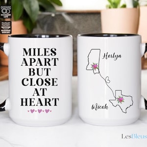 Miles Apart But Close At Heart Mug, Long Distance Christmas Gift, Personalized State to State Friend Coffee Mug, Gift for Friend (LB-VBN354)