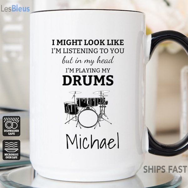 Drummer Mug, Drummer Gifts, Drummer Cup, Drummer Gift For Him, Drummer Coffee Mug, Personalize Drummer Mug, Gift For Drummer