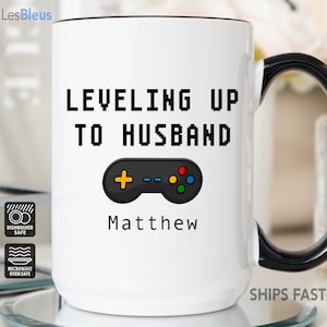 Leveled Up To Husband Mug, New Husband Gift, New Husband Mug, Groom Gift, Soon To be Husband Gift, Gift for Groom from Bride