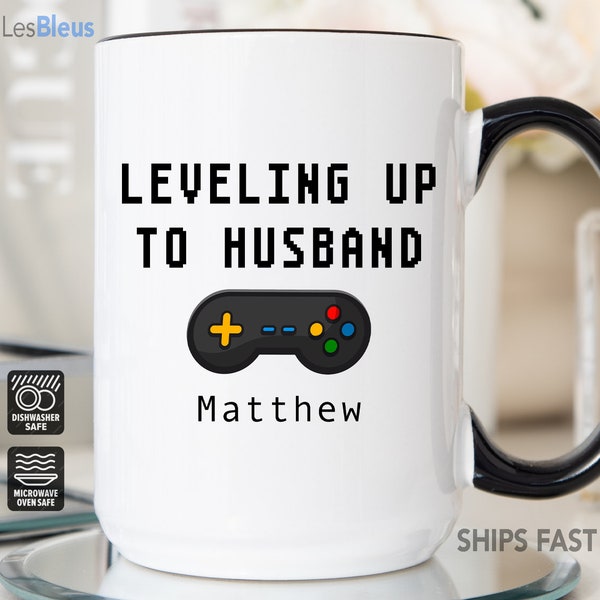 Leveled Up To Husband Mug, New Husband Gift, New Husband Mug, Groom Gift, Soon To be Husband Gift, Gift for Groom from Bride