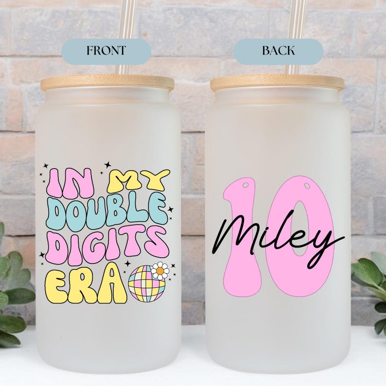 10th Birthday Gift Tumbler for Her, in My Double Digits Era Ice Coffee