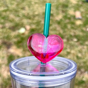 Customized Heart Tumbler Straw Topper | Initial Straw Topper | Glitter Straw | Tumbler accessories | Heart Straw Topper