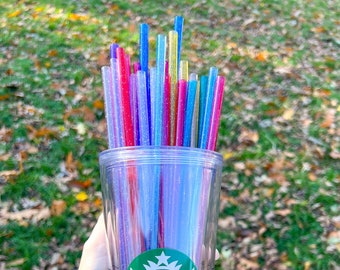 Cute Reusable Glitter Straw | 11in Venti Size