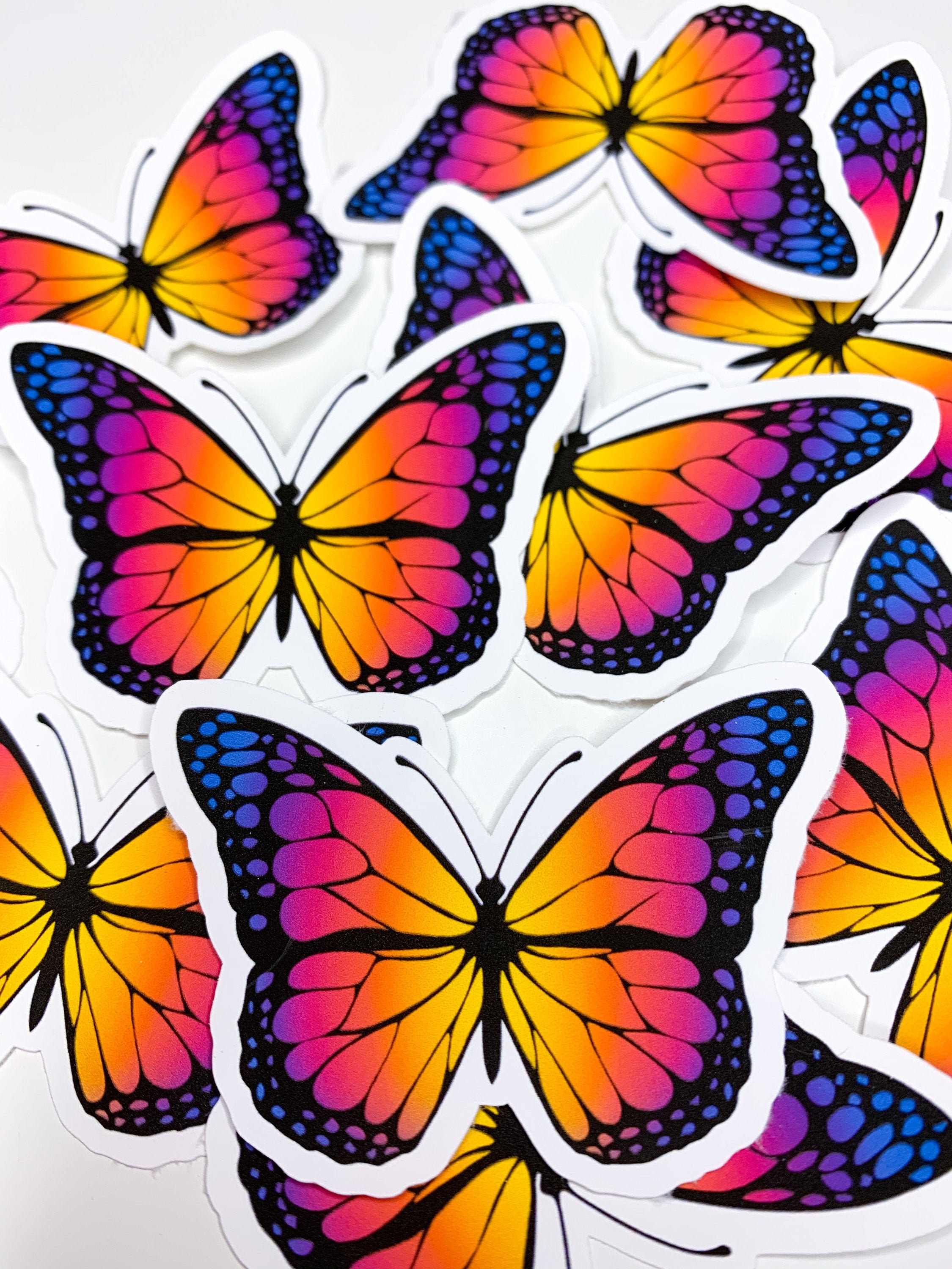 Mdas Sticker Multi-colored Butterfly Sticker | Weatherproof Laptop Decal - Etsy