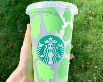 Copo gelado Venti da Starbucks que brilha no escuro com fantasma | Halloween