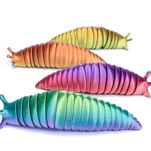 Rainbow Slug Large | 3D Printed Slug | Multicolor Slug Slinky | Fidget toy | Desk accessory | Random Colors
