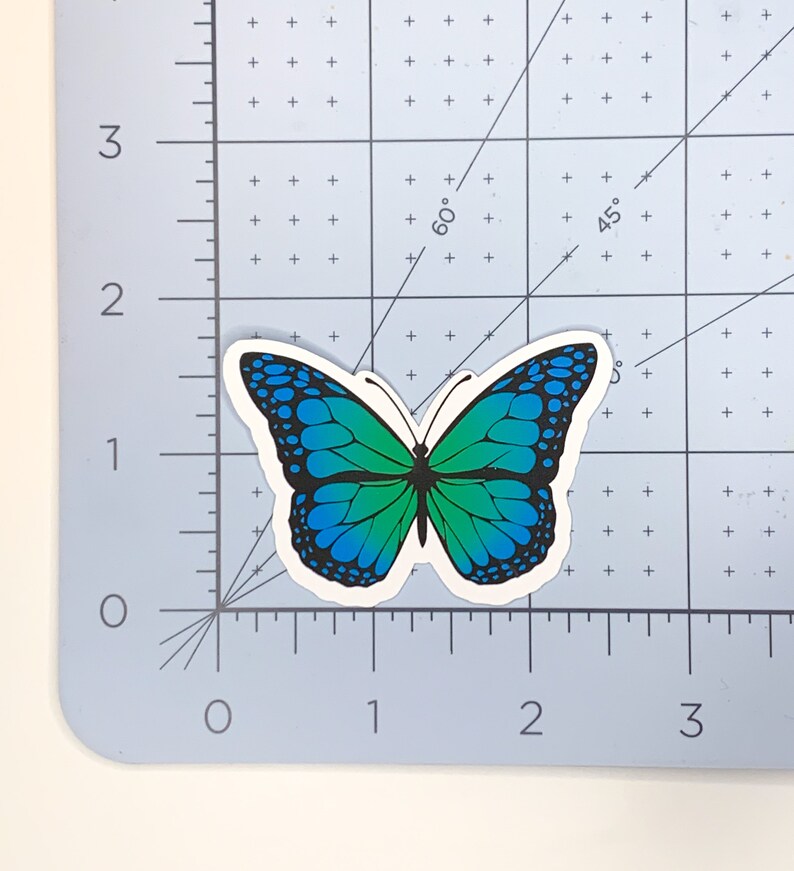 Butterfly Sticker Blue Green Butterfly Nature Sticker - Etsy