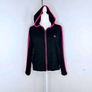 Adidas Vintage 90s y2k hooded full zip jacket Large black dark pink