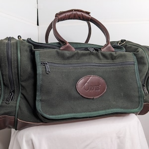 Orvis Battenkill Canvas Leather Large Duffle Weekender Bag Carryon Green Brown Etsy UK
