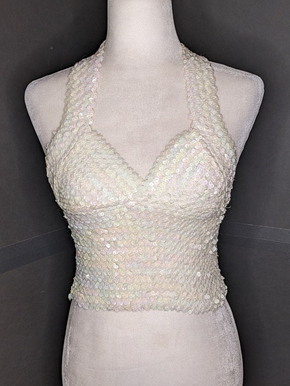 Lew Magram Vintage sequin stretch halter top 1980… - image 1